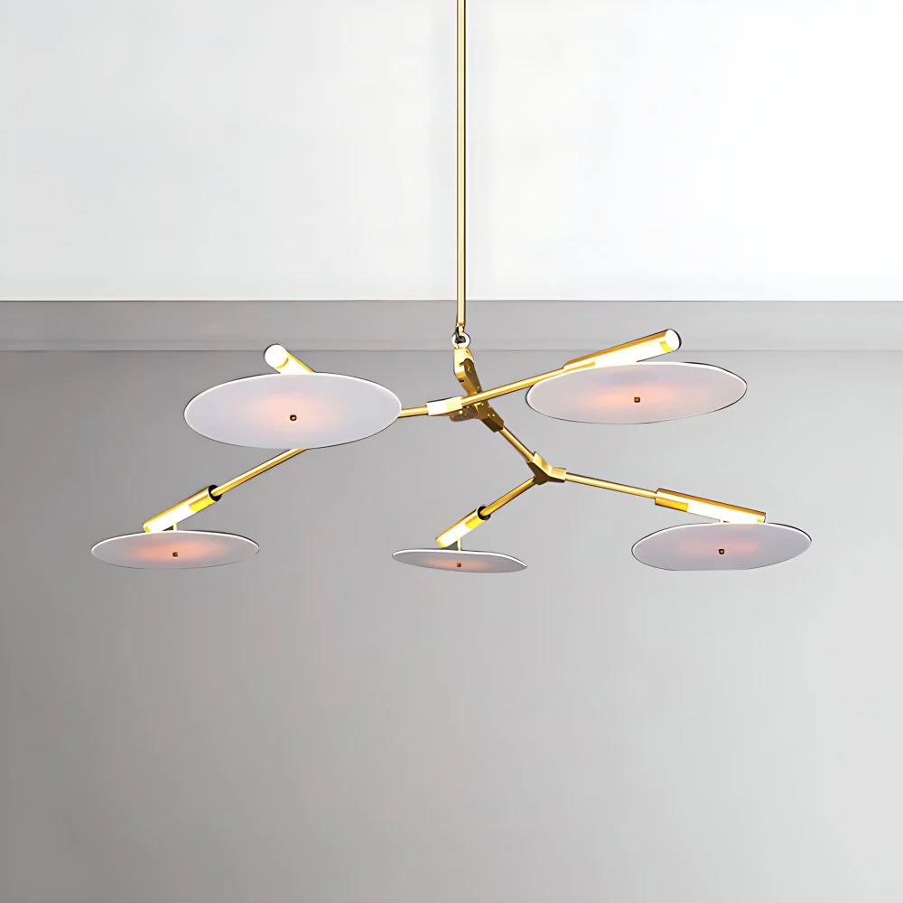 Lustre de salon moderne à 5/9/11 lumières, plafonnier noir/or avec abat-jour en acrylique à disque Clearhalo