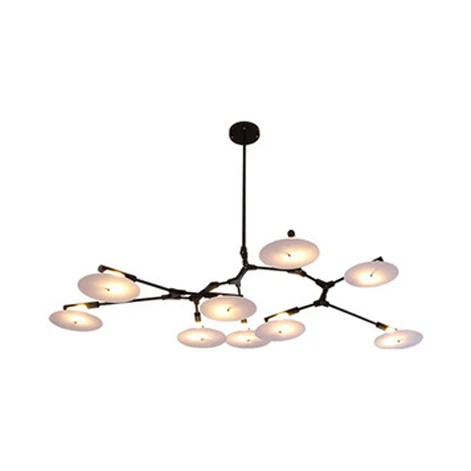 Lustre de salon moderne à 5/9/11 lumières, plafonnier noir/or avec abat-jour en acrylique à disque Clearhalo