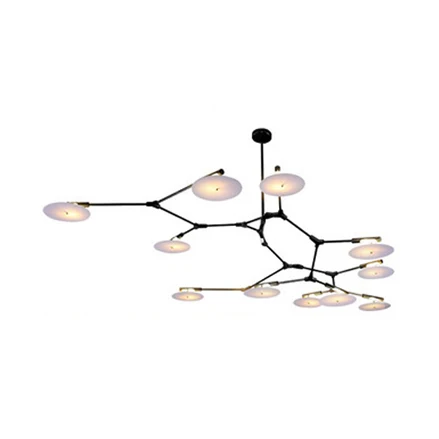Lustre de salon moderne à 5/9/11 lumières, plafonnier noir/or avec abat-jour en acrylique à disque Clearhalo