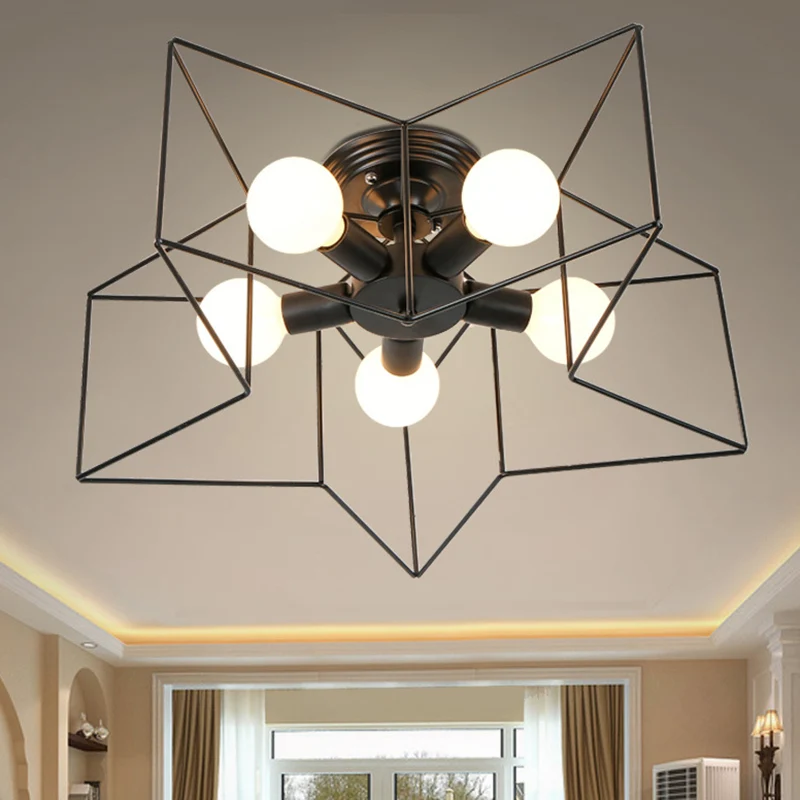 Lustre semi-encastré en forme d'étoile, luminaire de plafond en métal de Style industriel pour chambre à coucher Clearhalo