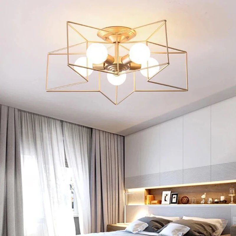 Lustre semi-encastré en forme d'étoile, luminaire de plafond en métal de Style industriel pour chambre à coucher Clearhalo