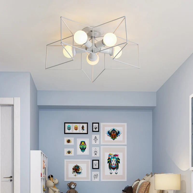 Lustre semi-encastré en forme d'étoile, luminaire de plafond en métal de Style industriel pour chambre à coucher Clearhalo