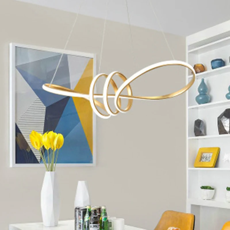 Lustre en spirale ultra-moderne, luminaires suspendus en métal pour salon Clearhalo