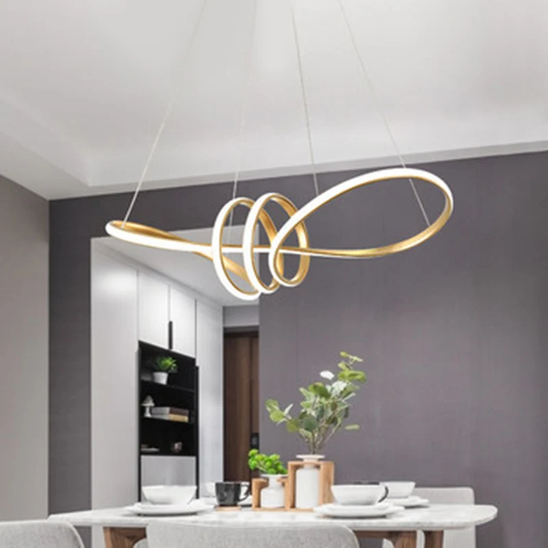 Lustre en spirale ultra-moderne, luminaires suspendus en métal pour salon Clearhalo