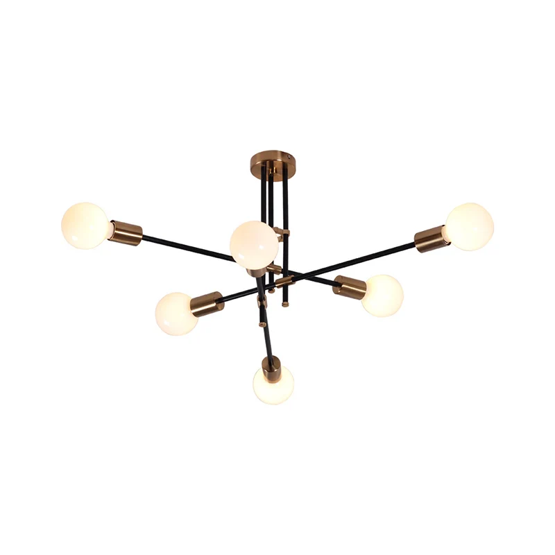 Lustre Spoutnik moderniste en verre opale, 6 lumières suspendues pour salon Clearhalo