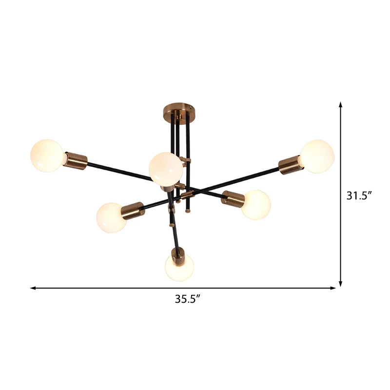 Lustre Spoutnik moderniste en verre opale, 6 lumières suspendues pour salon Clearhalo