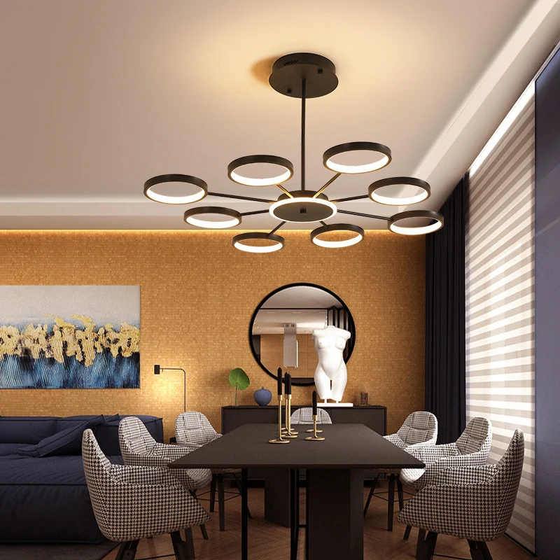 Lustre Starburst allumant un Kit de lampe suspendue en métal contemporain pour le salon Clearhalo