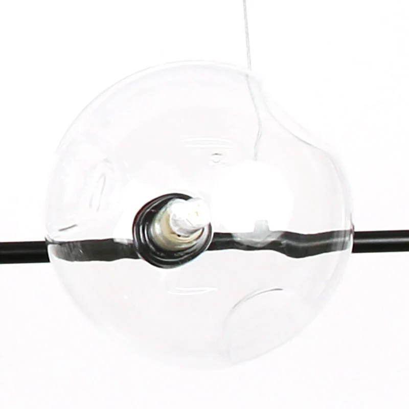Lustre suspendu à abat-jour à bulles en verre, pour Restaurant, 6 lumières, lampe d'îlot moderne en métal noir Clearhalo