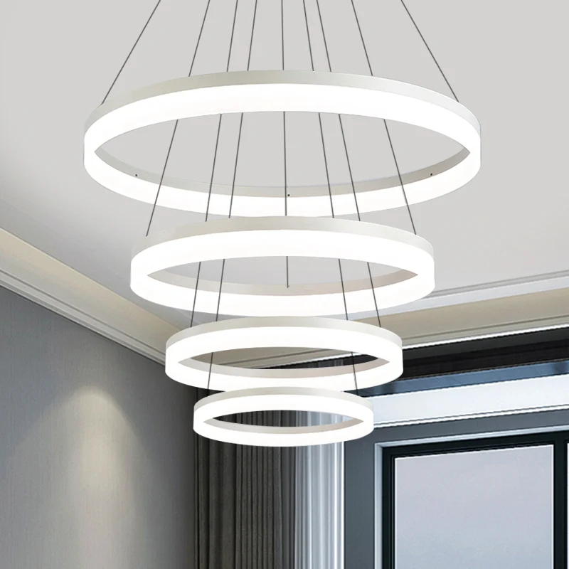 Lustre suspendu en acrylique à boucle minimaliste, 4/5 lumières, luminaire de plafond, lumière chaude/blanche Clearhalo