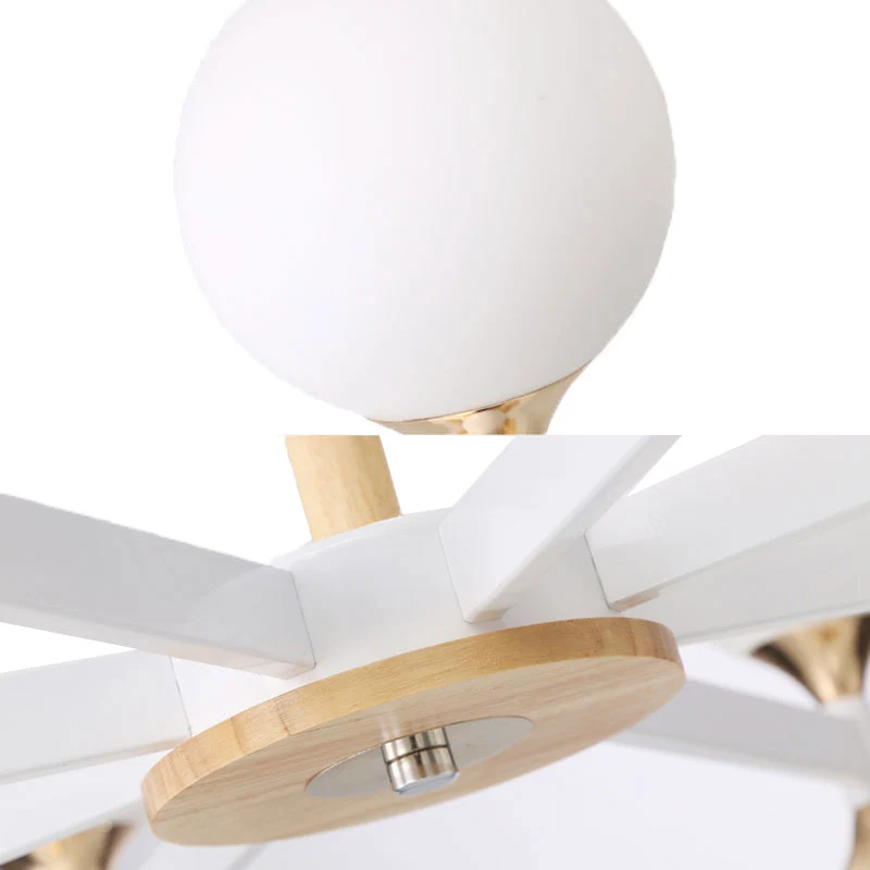 Lustre suspendu boule de verre à 6/12 lumières, corps en bois et métal, lampe suspendue pour Restaurant Clearhalo
