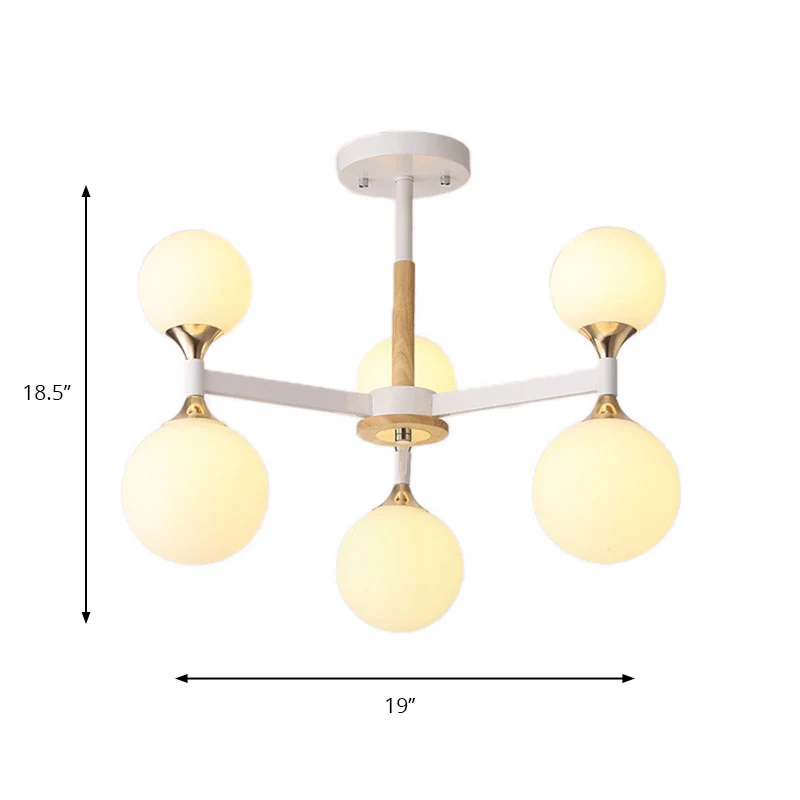 Lustre suspendu boule de verre à 6/12 lumières, corps en bois et métal, lampe suspendue pour Restaurant Clearhalo