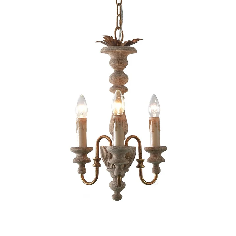 Lustre suspendu à bras incurvé blanc en détresse, bois Rural, 3 ampoules, plafonnier suspendu pour salle à manger Clearhalo