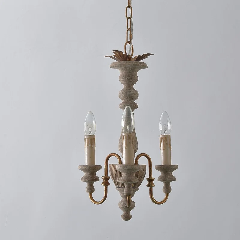 Lustre suspendu à bras incurvé blanc en détresse, bois Rural, 3 ampoules, plafonnier suspendu pour salle à manger Clearhalo