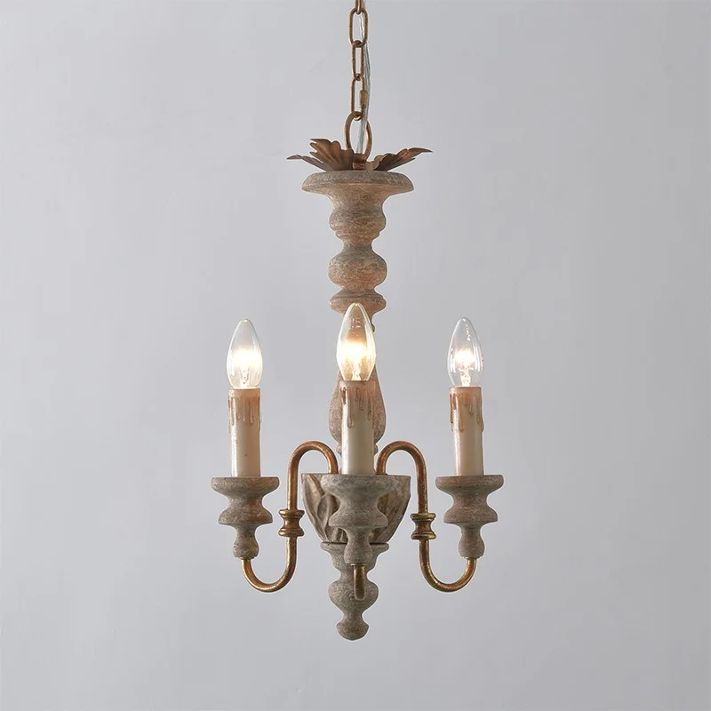 Lustre suspendu à bras incurvé blanc en détresse, bois Rural, 3 ampoules, plafonnier suspendu pour salle à manger Clearhalo
