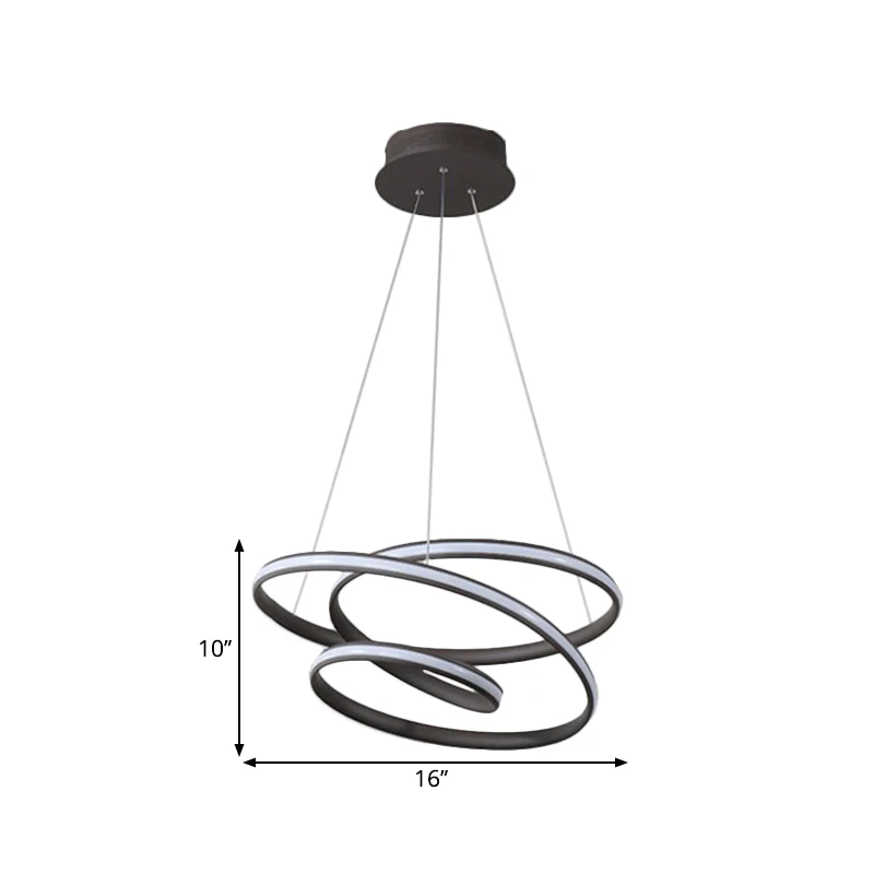 Lustre suspendu à cercle torsadé, LED métallique Simple, pour chambre à coucher, café, lumière chaude/blanche Clearhalo