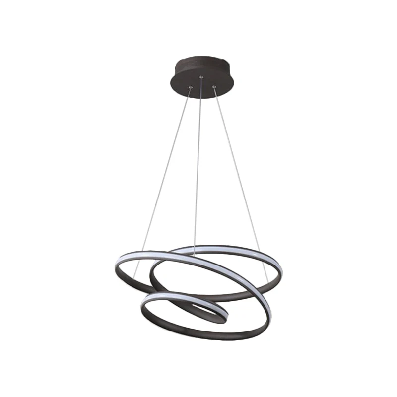Lustre suspendu à cercle torsadé, LED métallique Simple, pour chambre à coucher, café, lumière chaude/blanche Clearhalo