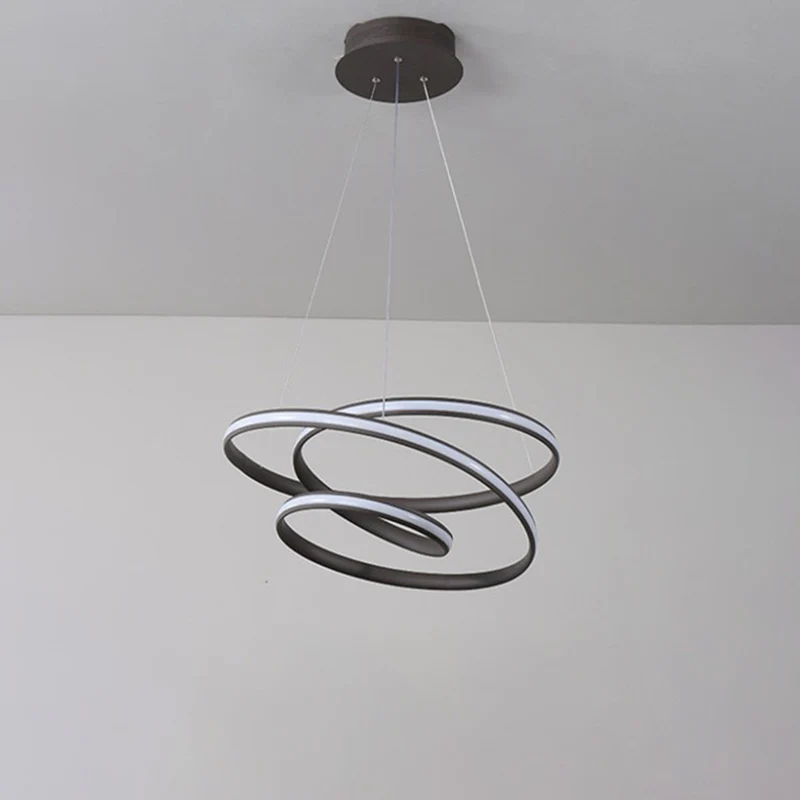 Lustre suspendu à cercle torsadé, LED métallique Simple, pour chambre à coucher, café, lumière chaude/blanche Clearhalo