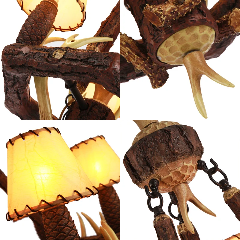 Lustre suspendu cône marron en tissu de ferme, plafonnier suspendu à 3 têtes pour salon Clearhalo