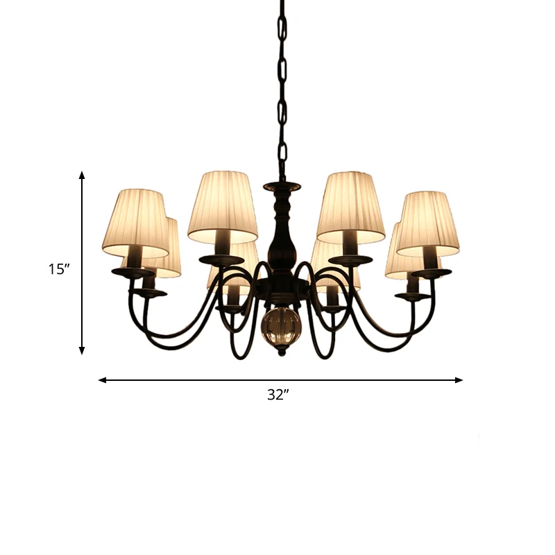Lustre suspendu conique pour salon, tissu traditionnel, 3/5/6 lumières, luminaire suspendu blanc Clearhalo