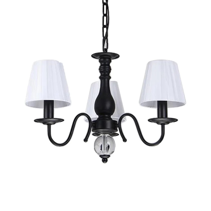 Lustre suspendu conique pour salon, tissu traditionnel, 3/5/6 lumières, luminaire suspendu blanc Clearhalo