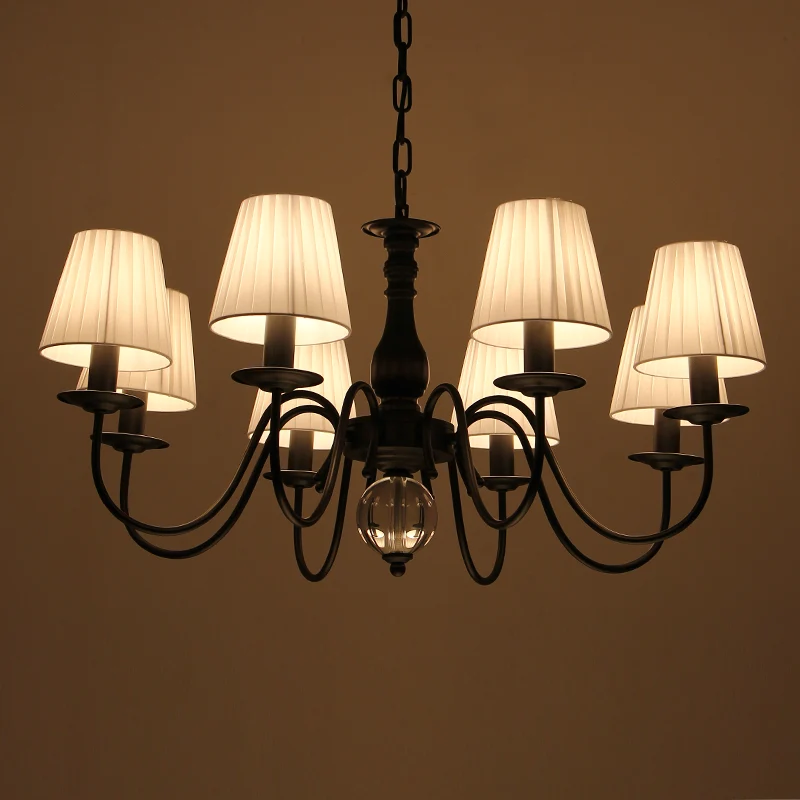 Lustre suspendu conique pour salon, tissu traditionnel, 3/5/6 lumières, luminaire suspendu blanc Clearhalo