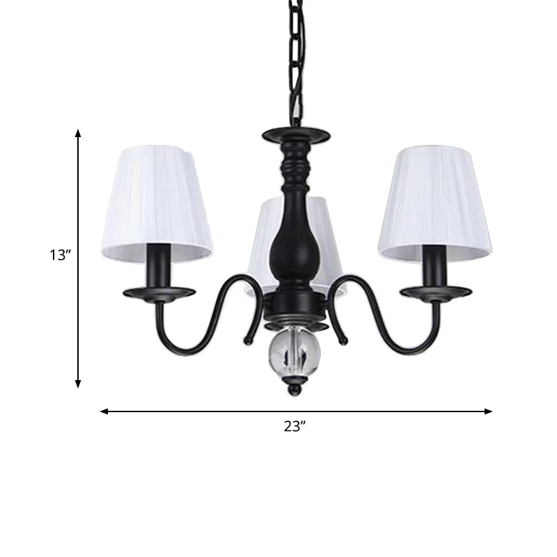 Lustre suspendu conique pour salon, tissu traditionnel, 3/5/6 lumières, luminaire suspendu blanc Clearhalo