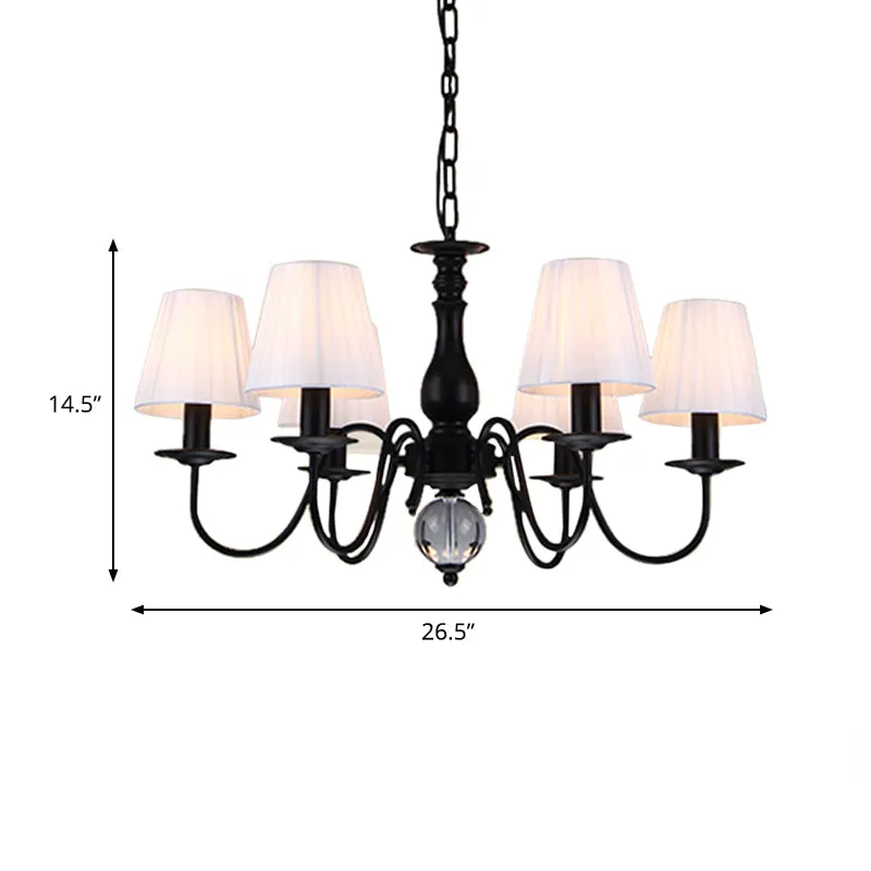 Lustre suspendu conique pour salon, tissu traditionnel, 3/5/6 lumières, luminaire suspendu blanc Clearhalo