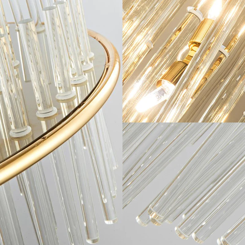 Lustre suspendu en cristal à 4 niveaux, 19.5 "/23.5"/31.5 "de large, plafonnier traditionnel doré à 8/12/16 lumières Clear...