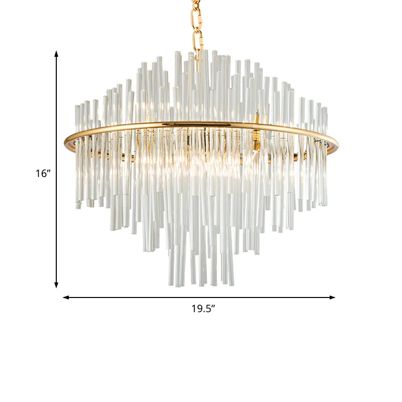 Lustre suspendu en cristal à 4 niveaux, 19.5 "/23.5"/31.5 "de large, plafonnier traditionnel doré à 8/12/16 lumières Clear...