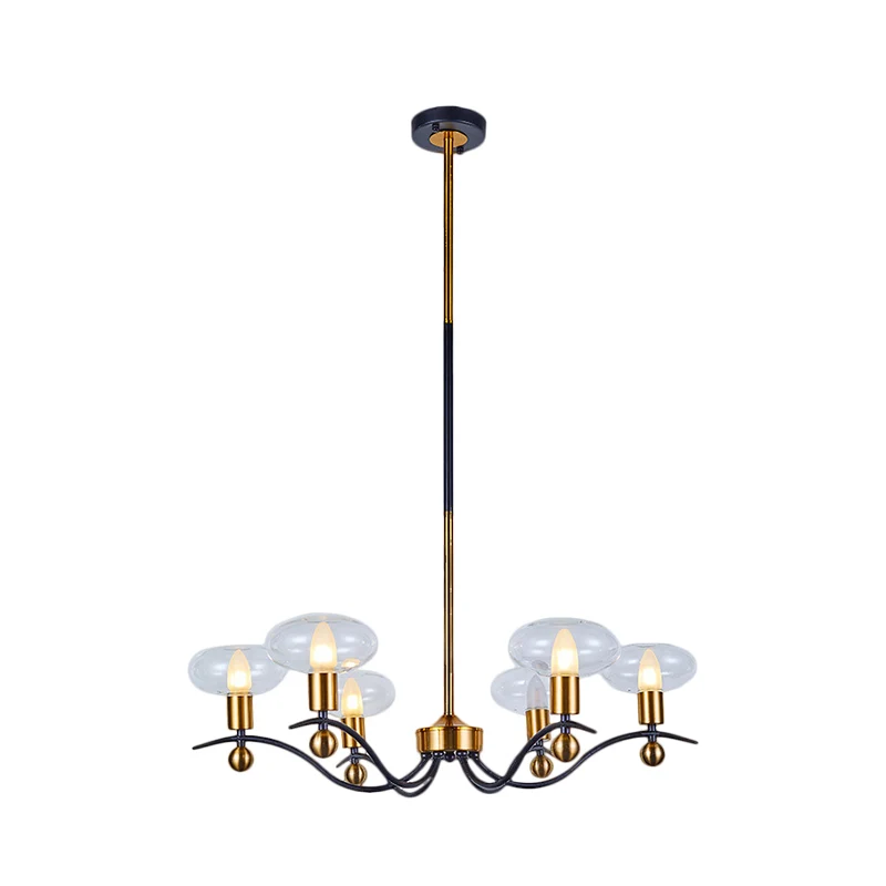 Lustre suspendu ellipsoïde en verre transparent, minimalisme, 6/8/12 ampoules, plafonnier suspendu à 1/2 couches, noir et...