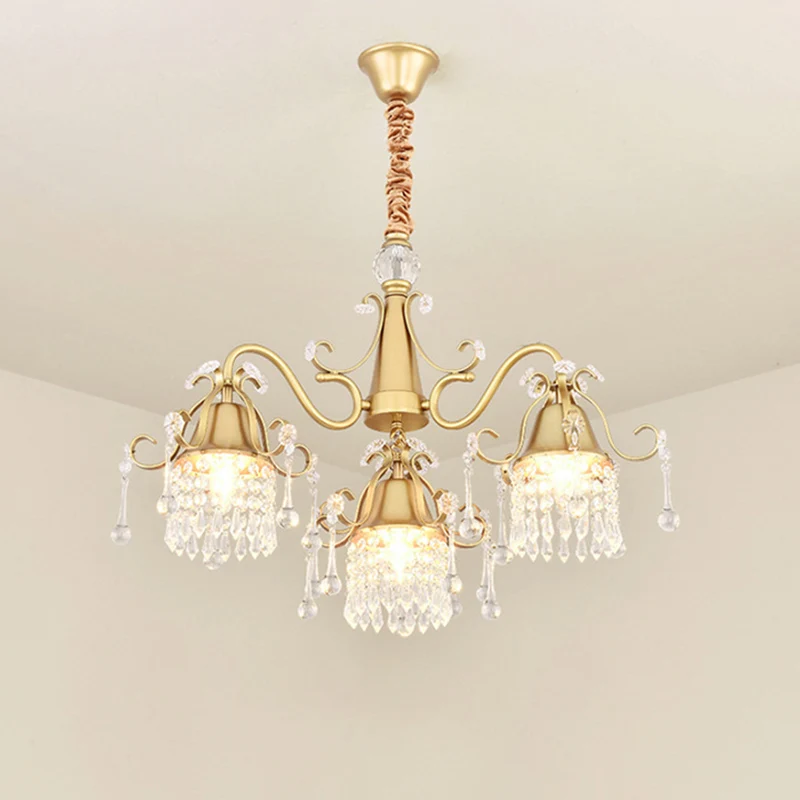 Lustre suspendu en forme de branche de LED, plafonnier suspendu en cristal du milieu du siècle en or pour le salon Clearhalo