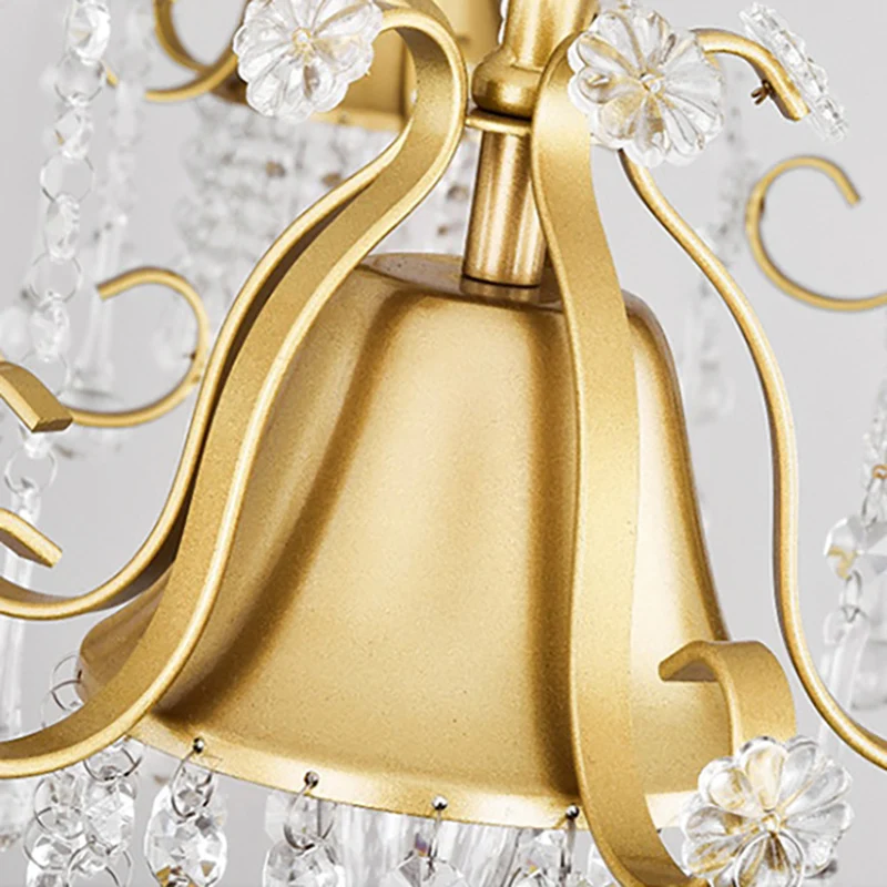 Lustre suspendu en forme de branche de LED, plafonnier suspendu en cristal du milieu du siècle en or pour le salon Clearhalo