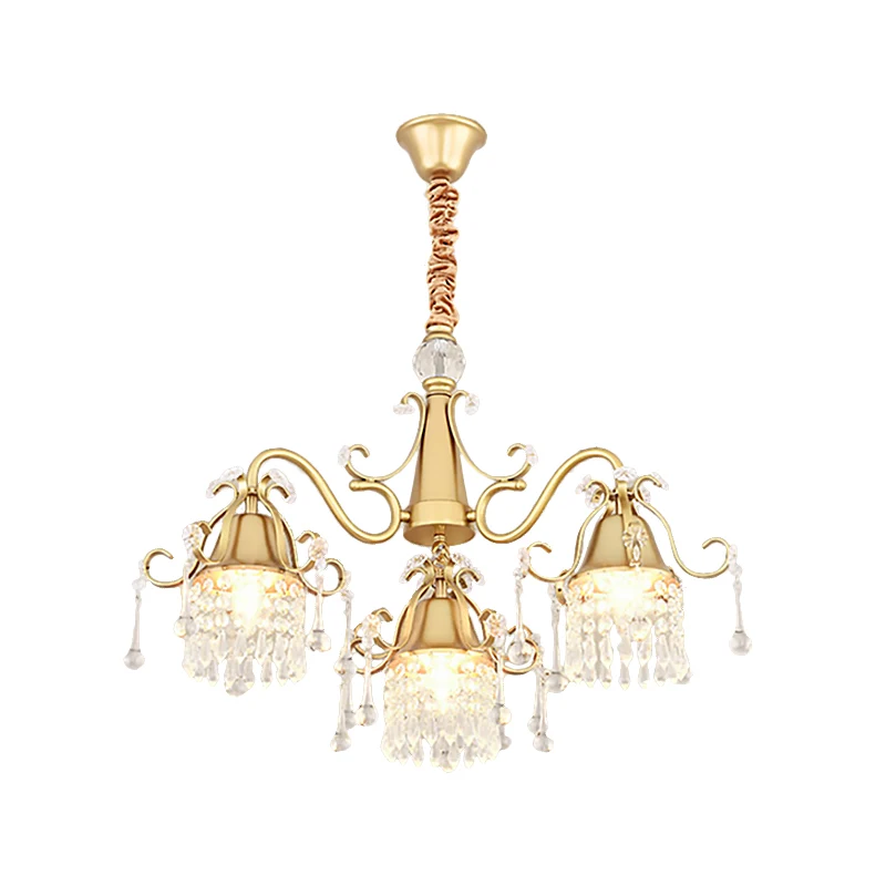 Lustre suspendu en forme de branche de LED, plafonnier suspendu en cristal du milieu du siècle en or pour le salon Clearhalo