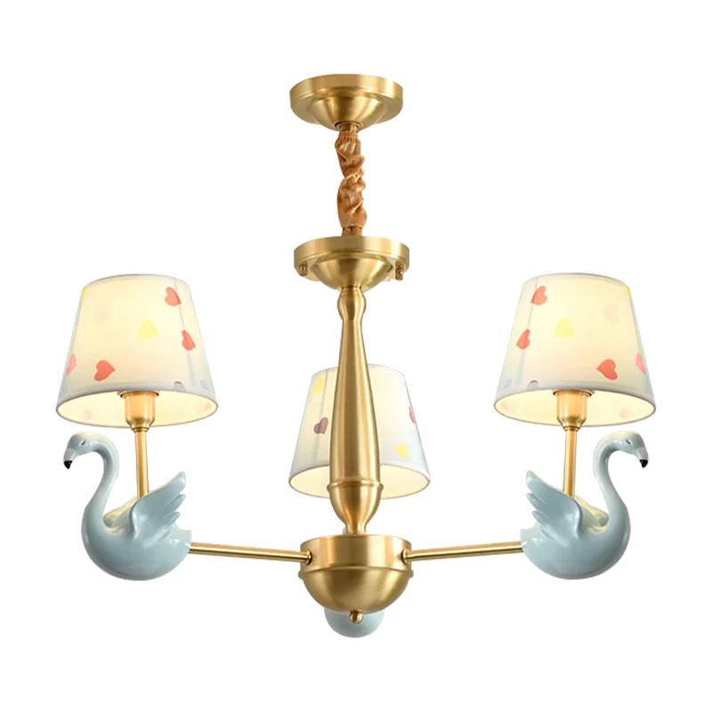 Lustre suspendu en forme de cygne pour la maternelle, luminaire décoratif d'intérieur en tissu Art déco Clearhalo
