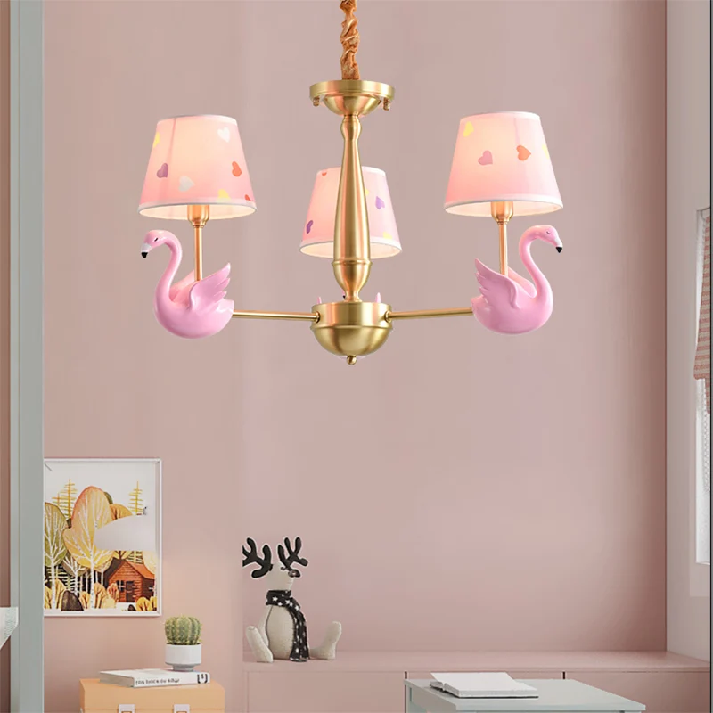 Lustre suspendu en forme de cygne pour la maternelle, luminaire décoratif d'intérieur en tissu Art déco Clearhalo