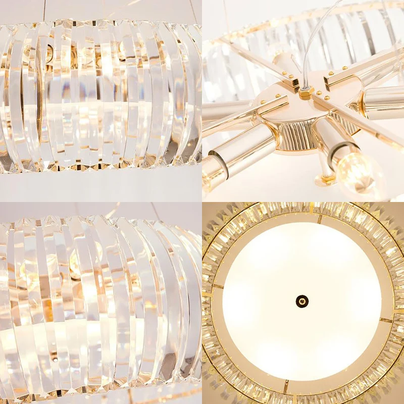 Lustre suspendu Globe minimal en cristal, 6 lumières, luminaire suspendu pour salon, doré Clearhalo