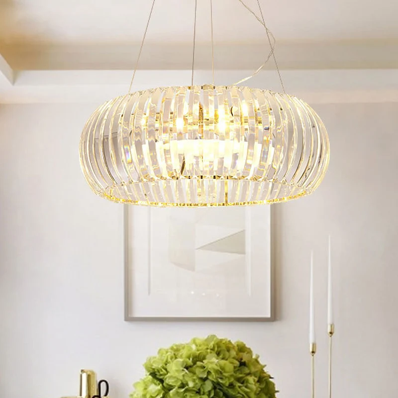 Lustre suspendu Globe minimal en cristal, 6 lumières, luminaire suspendu pour salon, doré Clearhalo