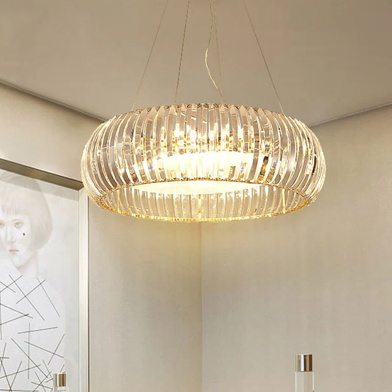 Lustre suspendu Globe minimal en cristal, 6 lumières, luminaire suspendu pour salon, doré Clearhalo