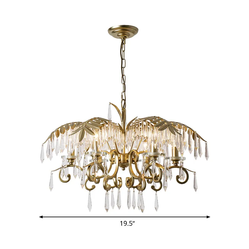 Lustre suspendu en laiton et cristal en forme de feuille, 3/6/8 lumières, Kit de suspension Lodge pour salon Clearhalo