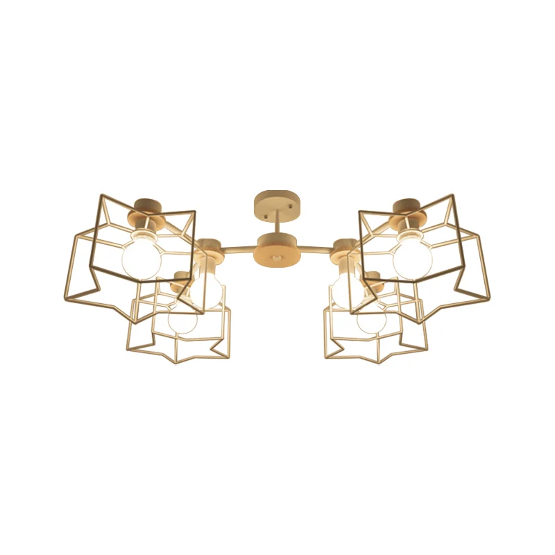 Lustre suspendu à 6 lumières pour chambre à coucher, lampe à suspension blanche de dessin animé avec Cage en fer nuage/éto...