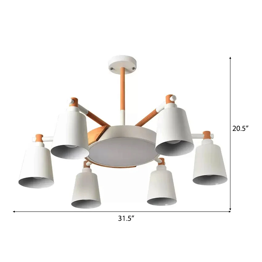 Lustre suspendu en métal blanc à 7 têtes, design nordique élégant, luminaire décoratif d'intérieur, idéal pour une chambre...