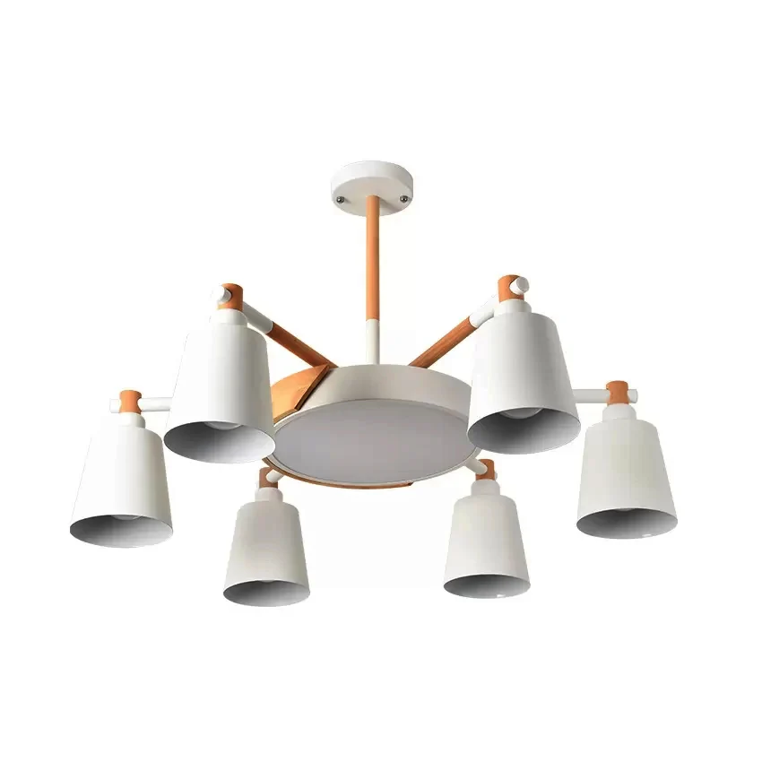 Lustre suspendu en métal blanc à 7 têtes, design nordique élégant, luminaire décoratif d'intérieur, idéal pour une chambre...