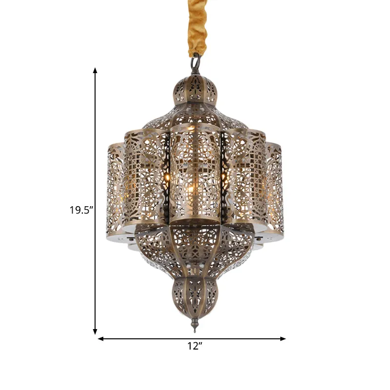 Lustre suspendu en métal à 3 lumières, lampe à Suspension Vintage en forme de château en laiton pour salon avec Design évi...
