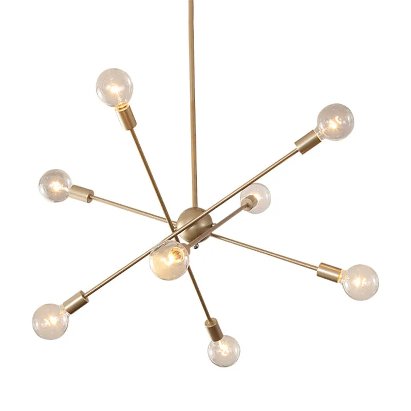 Lustre suspendu en métal à plusieurs têtes, style élégant, finition dorée, pour table à manger Clearhalo