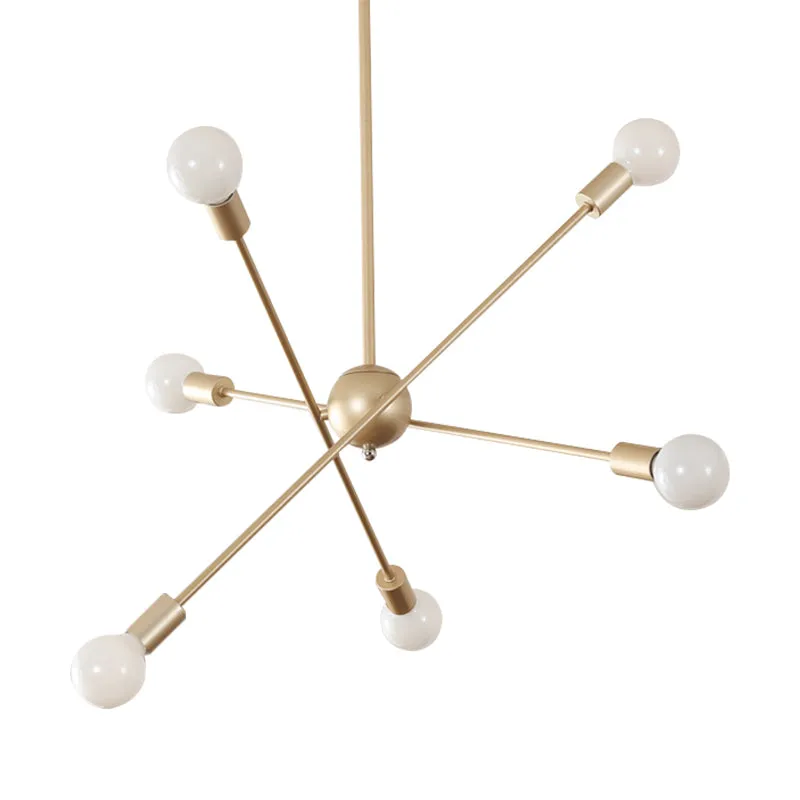 Lustre suspendu en métal à plusieurs têtes, style élégant, finition dorée, pour table à manger Clearhalo