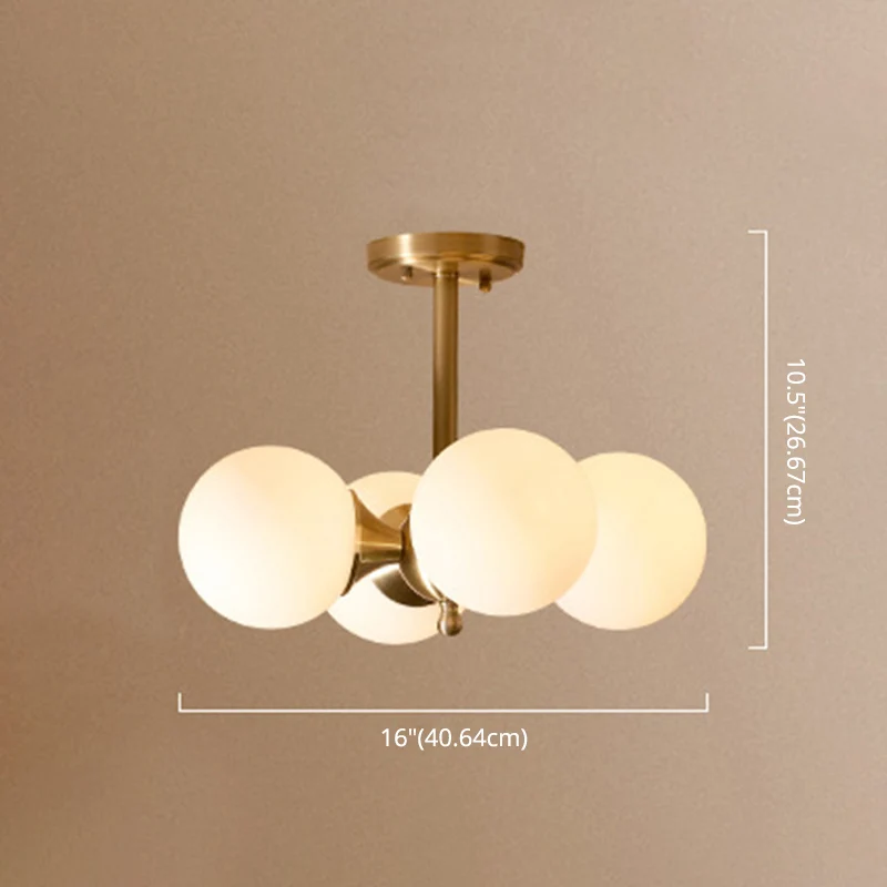 Lustre suspendu en métal Post-moderne, abat-jour en verre opale, lustre de plafond à 4 lumières en or pour chambre à couch...