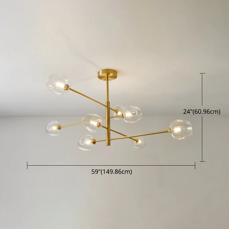 Lustre suspendu en métal Post-moderne, abat-jour en verre, lustre de plafond en or pour le salon Clearhalo
