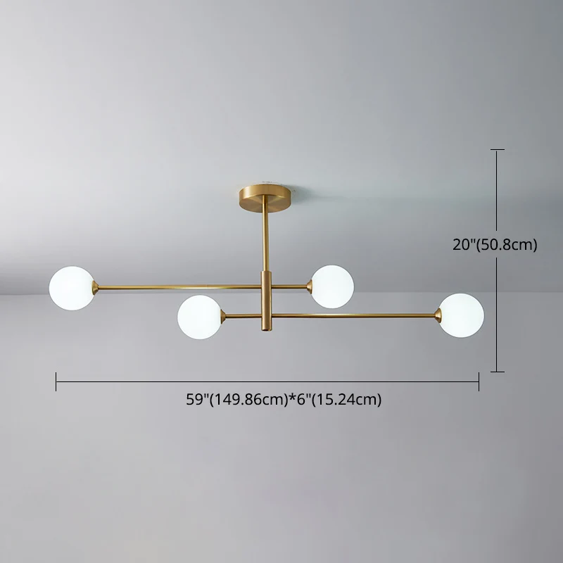 Lustre suspendu en métal Post-moderne, abat-jour en verre, lustre de plafond en or pour le salon Clearhalo
