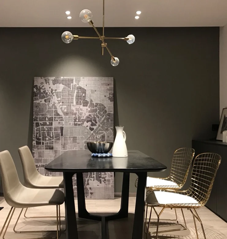 Lustre suspendu en métal Post-moderne, abat-jour en verre, lustre de plafond en or pour le salon Clearhalo
