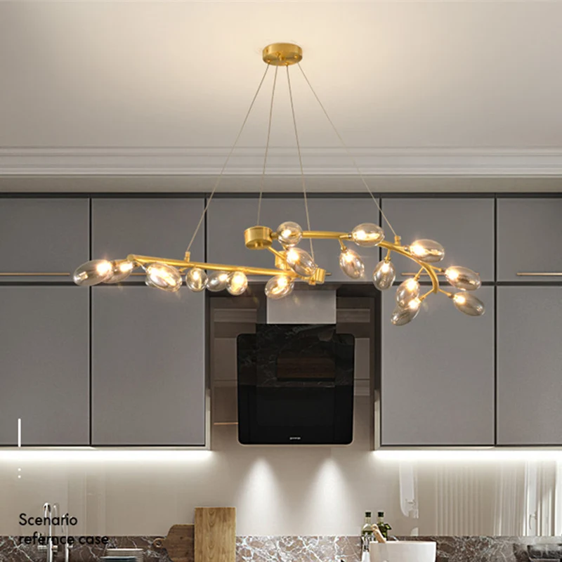 Lustre suspendu métallique en forme de raisin, plafonnier post-moderne à 20 têtes, finition dorée Clearhalo